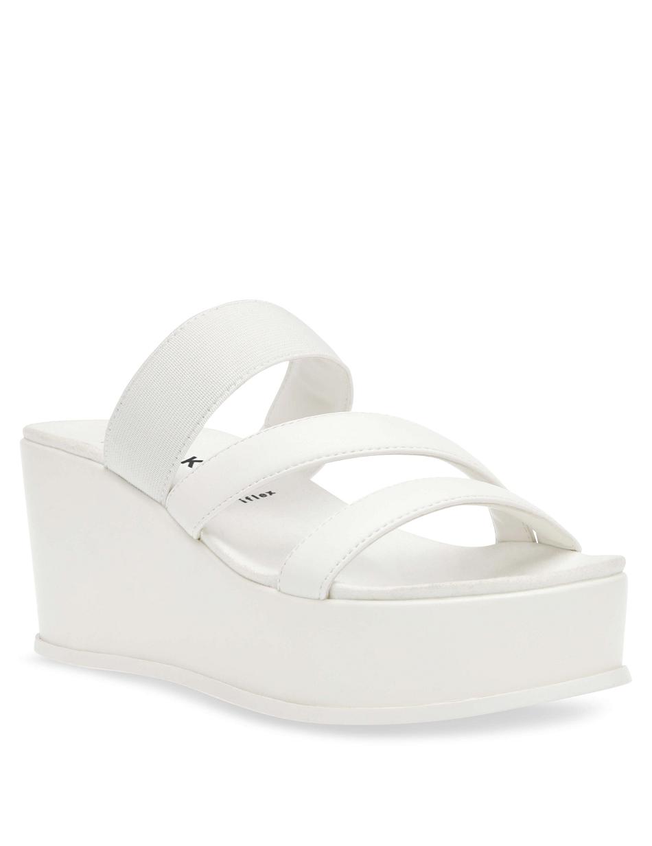 Anne Klein Velma Flatform Sandal Kilehæl Sko Hvide | BDKSD49676