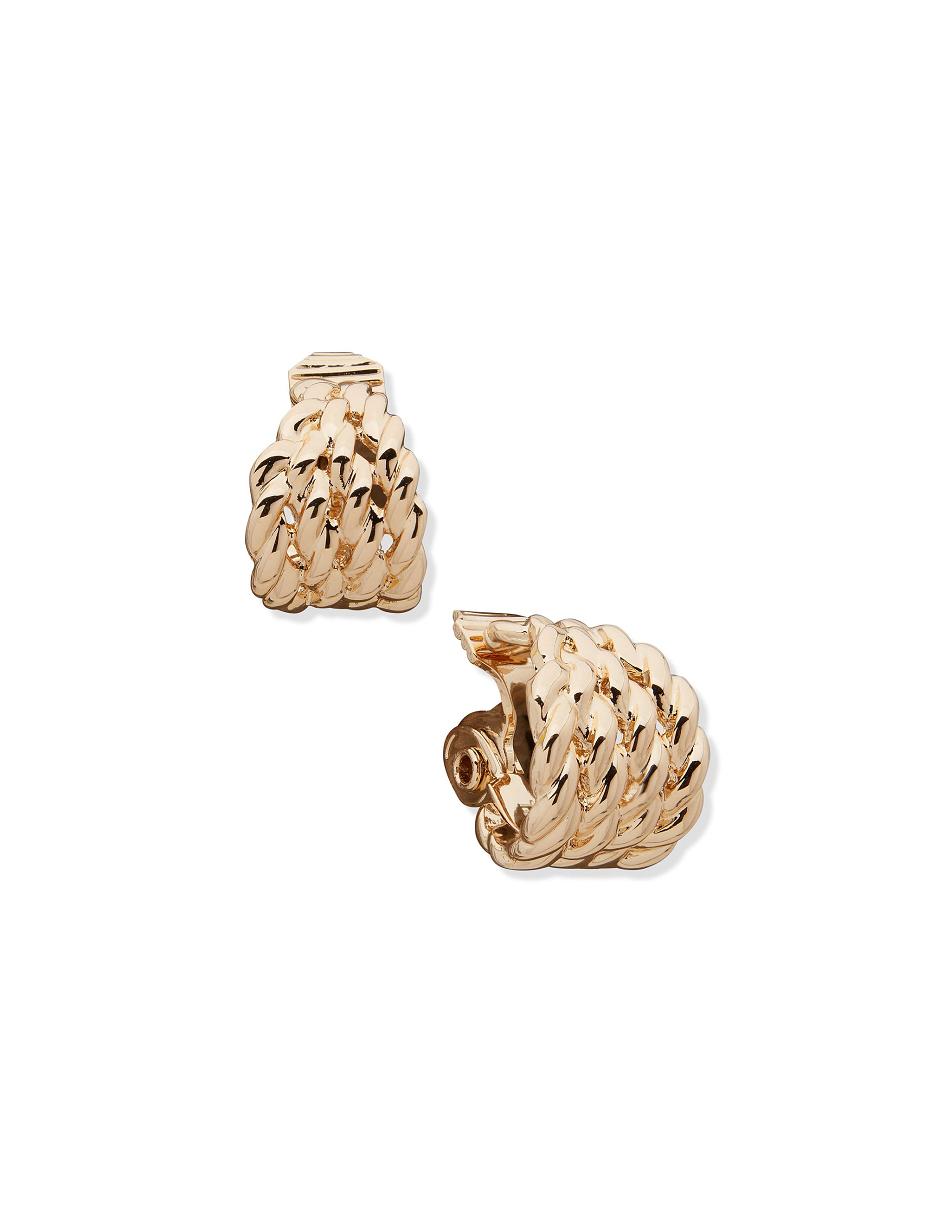 Anne Klein Woven Texture Hoop Clip Earring Guld | FDKHY81456