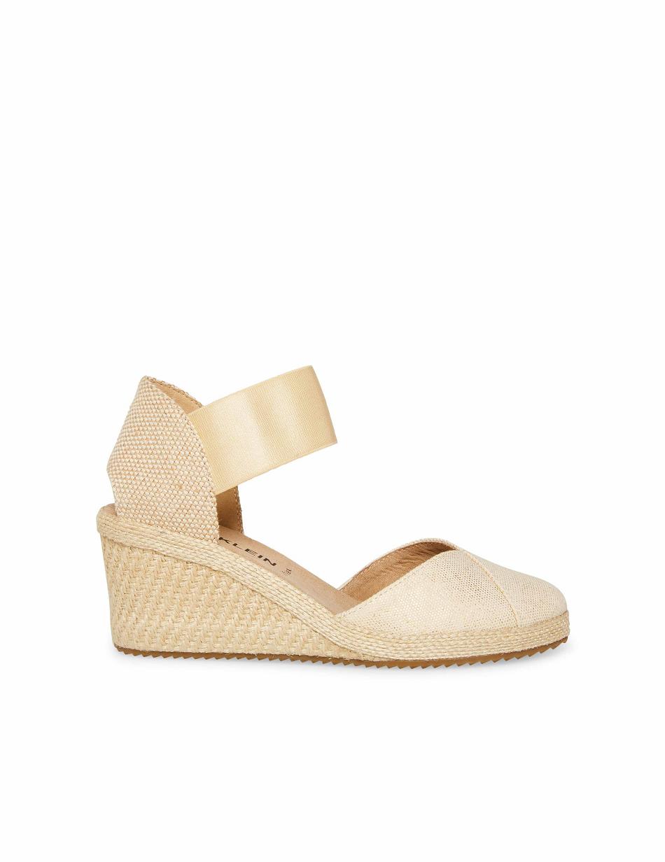 Anne Klein Zoey Round Tå Espadrilles Kilehæl Sko Guld | BDKSD89756