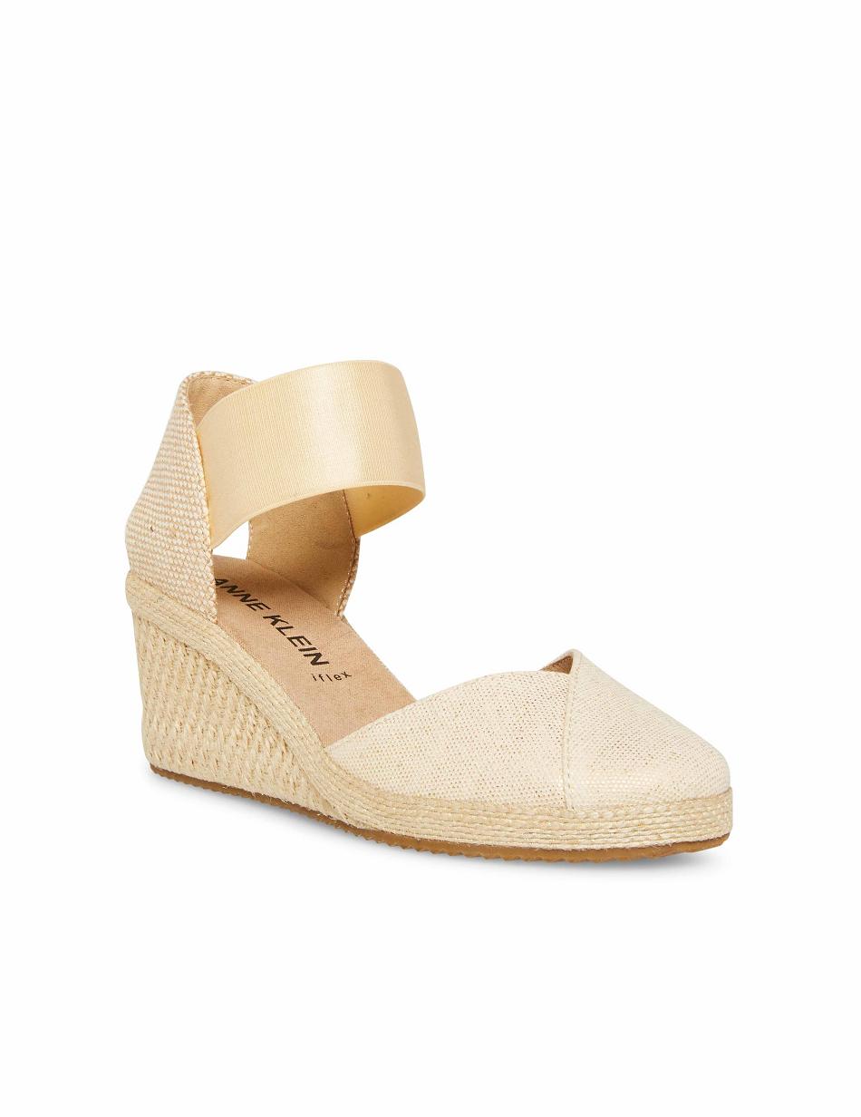 Anne Klein Zoey Round Tå Espadrilles Kilehæl Sko Guld | BDKSD89756